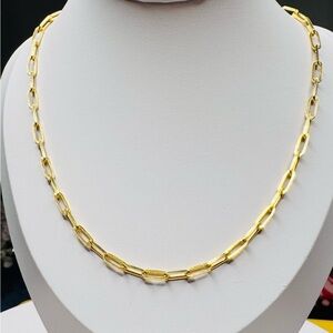 18K Gold Paperclip Chain & Sterling Sliver Base Necklace